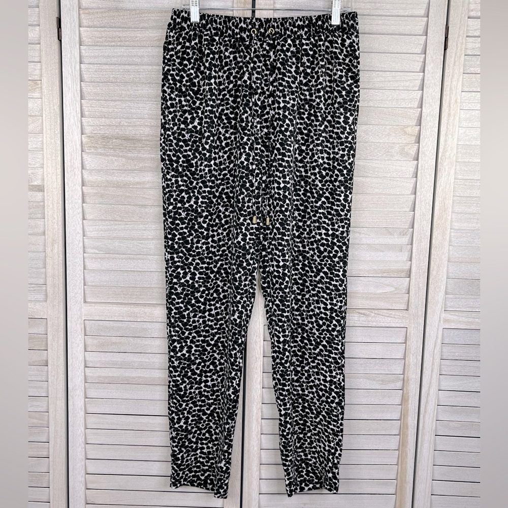 MICHAEL (Michael Kors) Pants Crepe Floral Print Black & White-Medium